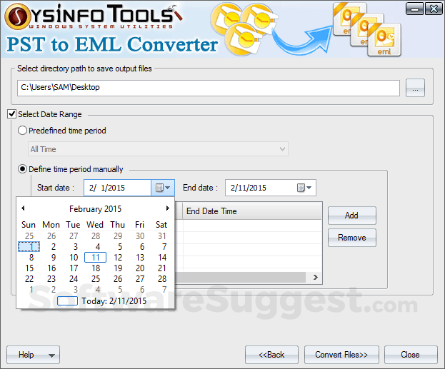 SysInfo PST to EML Converter Small Screenshot 1